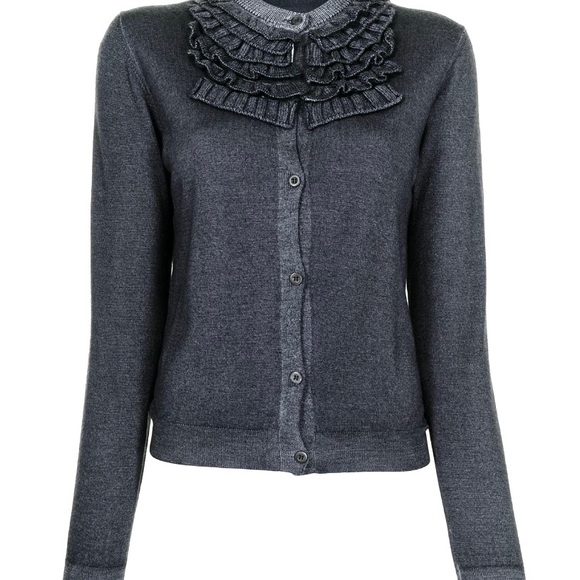 Prada Grey Ruffle Neck Cardigan - Picture 5 of 16